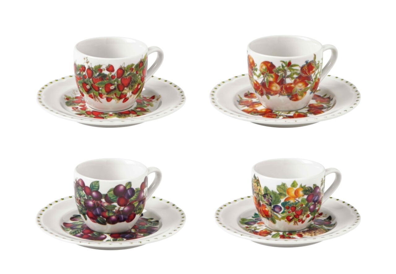 Set 4 cesti cu farfurie pentru cafea, Le Primizie v2, Brandani, D12.5x6.5 cm, 90 ml, portelan - imagine 7